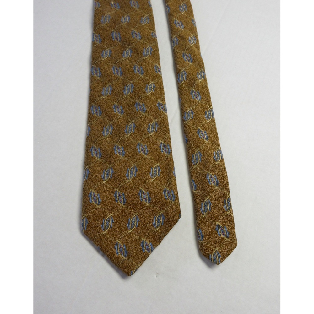 ROBERT TALBOTT STUDIO Mustard Peacock Feather 100% Silk Tie Designer‎ Luxury Y2K